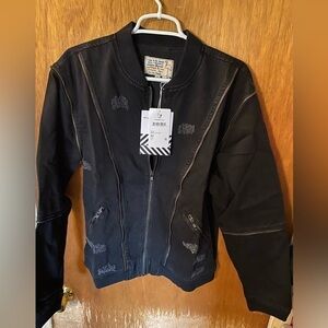Sandrine rose black zipper bomber jacket